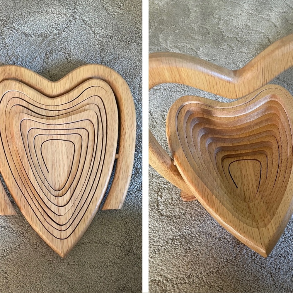 Unique Heart Shaped Wooden Basket